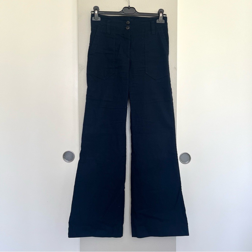 Maeve Anthropologie The Naomi Pants – High Waisted Flare - Navy Blue - Size 2 - Picture 4 of 12